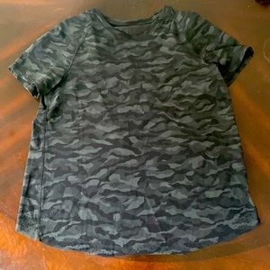 Black Camo open back lululemon shirt. Worn once, got wrong size. No damage
